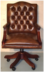 Mahogany Tan Gainsborough Plain Seat Swivel Chair